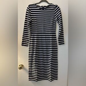 J. Crew Navy and White Striped Long Sleeve Dress